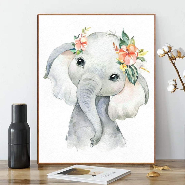 Elephant Paint by Number Kits for Adults Kids Baby Elephant Paint by Numbers DIY Painting Elephant Baby Acrylic Painting Kits Animals DIY Canvas Painting by Number Home Wall Decor 16x20In
