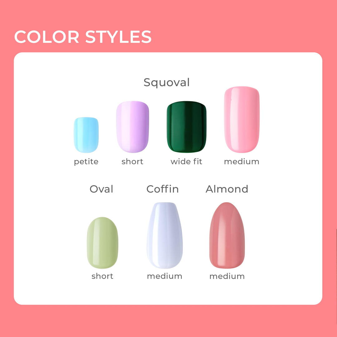 KISS Color Press-On Manicure, Gel Nail Kit, PureFit Technology, Short Length, “Graytitudeâ€Â, Polish-Free Solid Color Mani, Includes Prep Pad, Mini File, Cuticle Stick, and 30 Fake