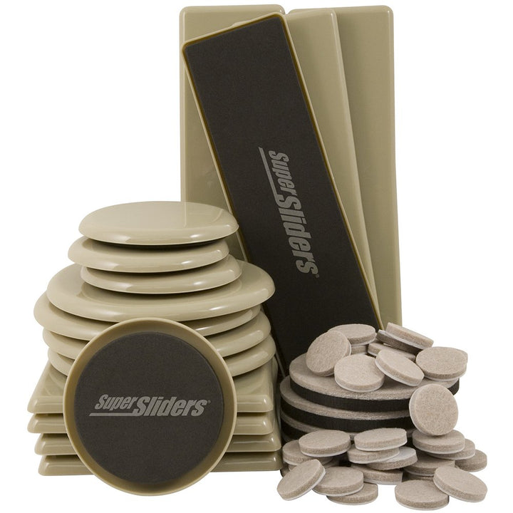 Assorted Reusable Furniture Sliders & Self-Stick Pads for Effortless Moving and Surface Protection, Beige (52)