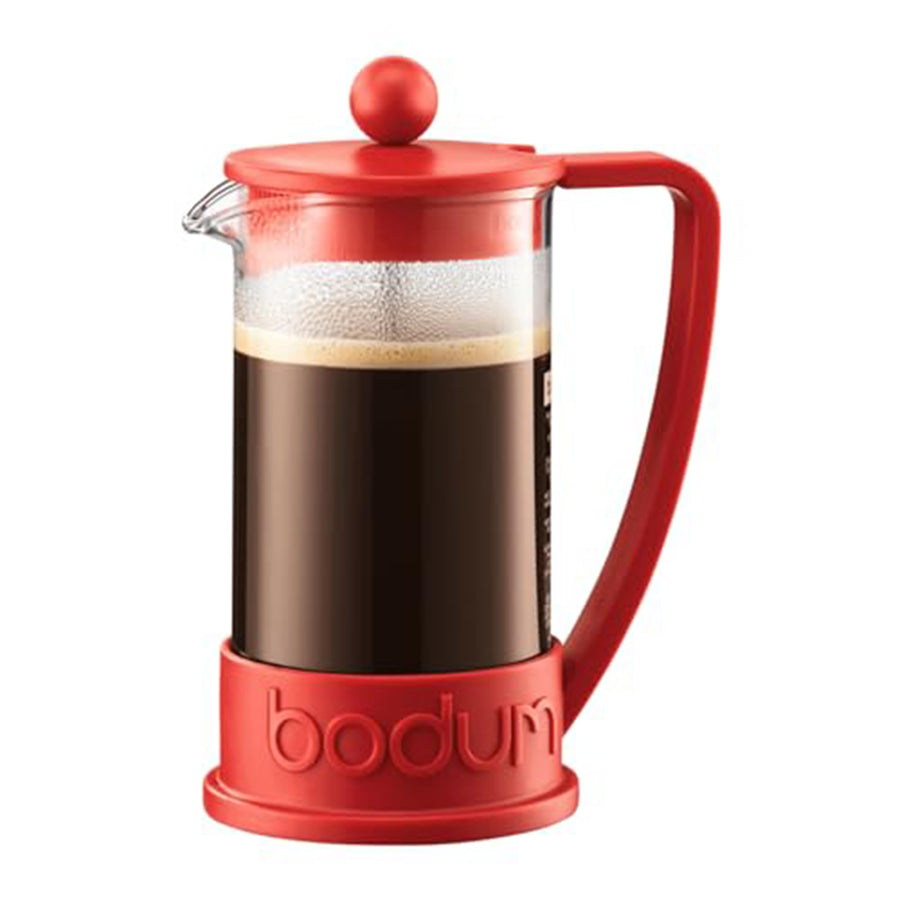 12oz Brazil French Press Coffee Maker, High-Heat Borosilicate Glass, Red - Made in Portugal
