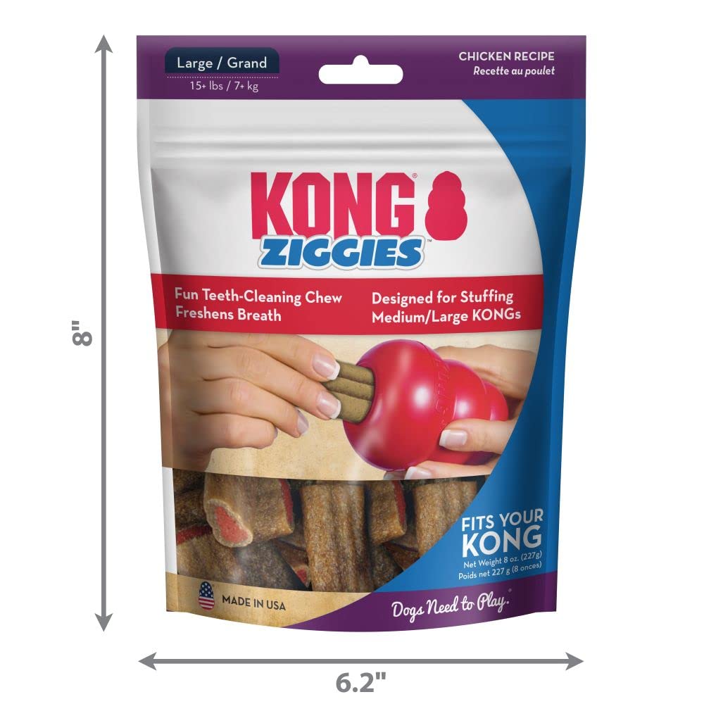 - Ziggies - Teeth Cleaning Dog Treats - Chicken Flavor - Large (Best Used Classic Rubber Toys)