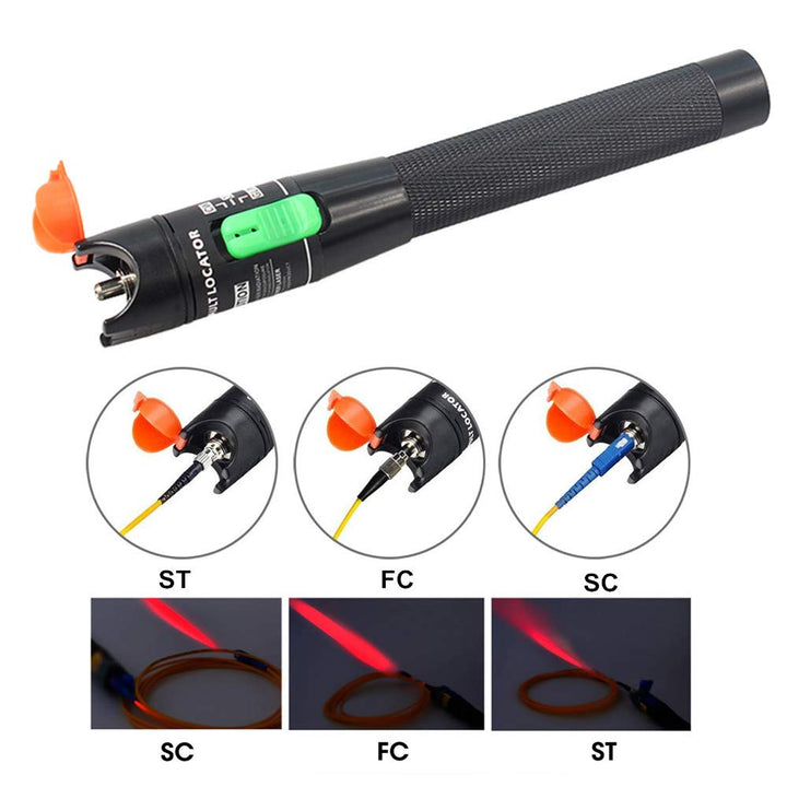 30mW 30KM Visual Fault Locator, Red Light Fiber Optic Cable Tester Meter with 2.5 mm Universal Connector FC Male to LC Female Adapter for CATV Telecommunications Engineering Maintenance