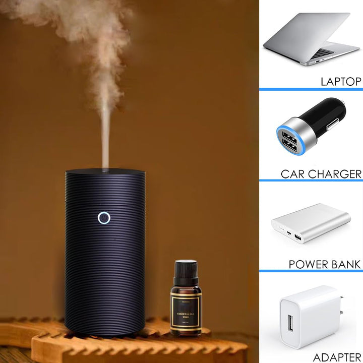 Car Diffuser for Essential Oils, Car Air Fresheners Fragrance Humidifiers, USB Powered Portable Cool Mist Ultrasonic Humidifiers for Car Home Office Bedroom (Thread Black)