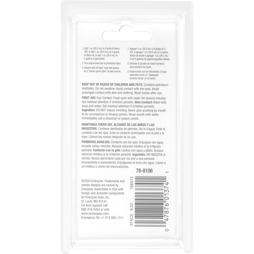 Certified Auto Pro Oil and Fuel System UV Dye Leak Detection for Cars & Trucks & More, 1 Oz, 374CS, Universal