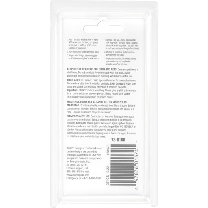 Certified Auto Pro Oil and Fuel System UV Dye Leak Detection for Cars & Trucks & More, 1 Oz, 374CS, Universal