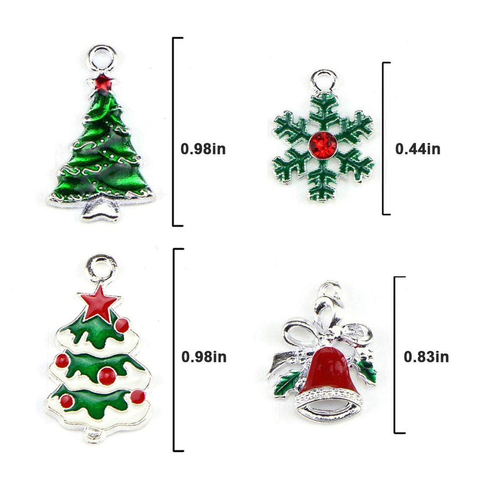 Christmas Tree Snowflake Jingle Bell Enamel Charm Pendant Christmas Theme Collections Jewelry DIY Making Crafting Accessories for Necklace Bracelet Earring(20 Pcs Assorted)