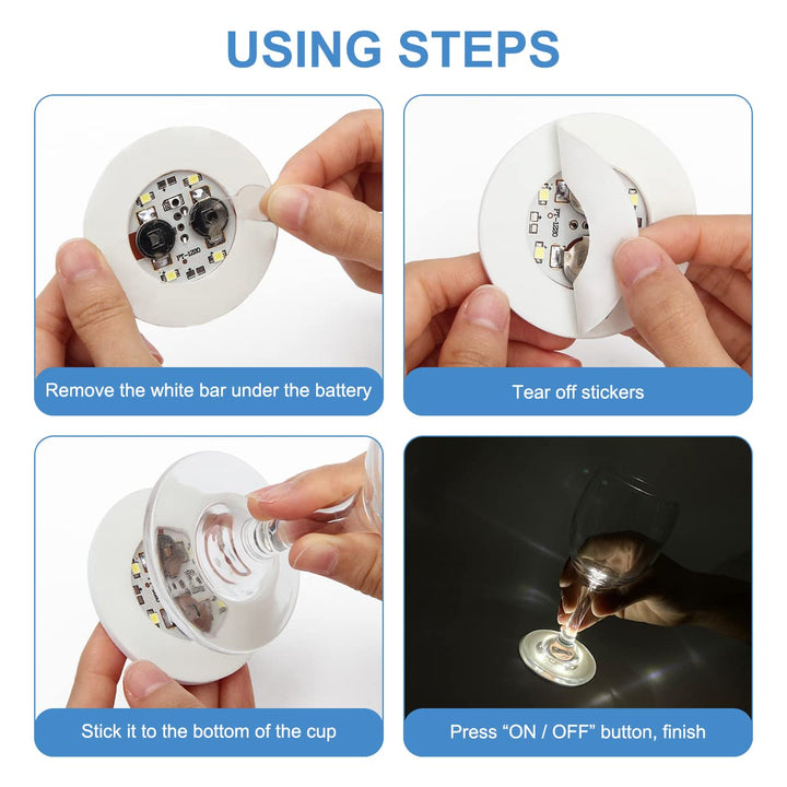 LED Coaster,12 Pcs Led Coasters for Drinks, Led Bar Coaster, Perfect for Party, Wedding, Bar(White)