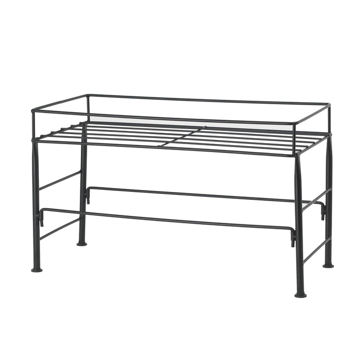 PetRageous 81032 Brady's Set the Table Steel Frame Dog Feeder 10-Inch Tall by 20-Inch Long and 10-Inch Wide, Holds Two 9-Inch Diameter Bowls, for Large Dogs and Extra Large Dogs, Black