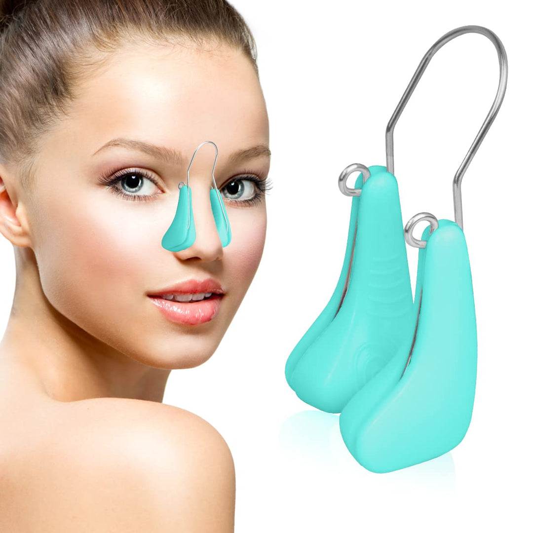 Nose Shaper Clip, Soft Silicone Nose Straightener Nose Shaper for Wide Noses Pain-Free Lifting Nose Reshape Slimmer (Sky Blue)