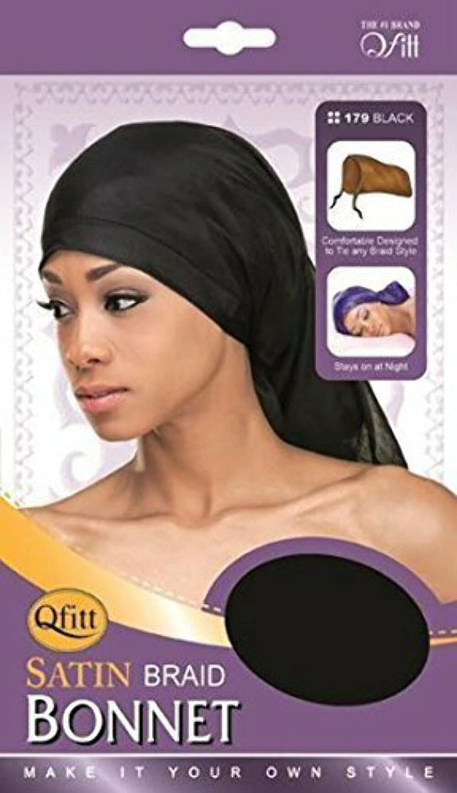 Satin Black Braid Bonnet - 1 Pk.