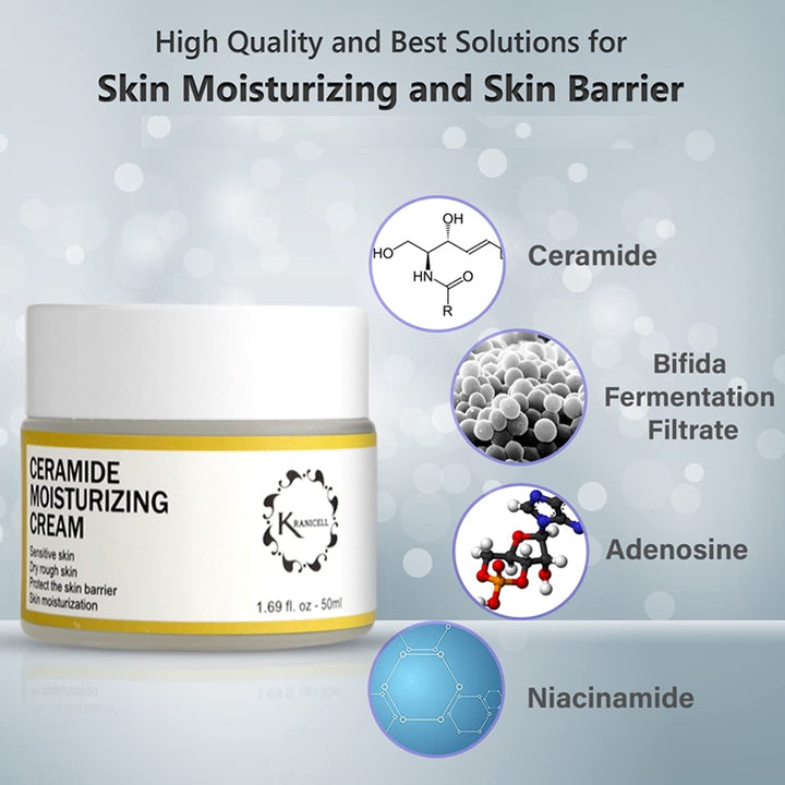 Ceramide Moisturizer Cream 1.69 Ounce for Hydrating, Moisturizing, Korean Skin Care Natural Organic Ceramides Moisturizing Cream for Sensitive and Dry Skin