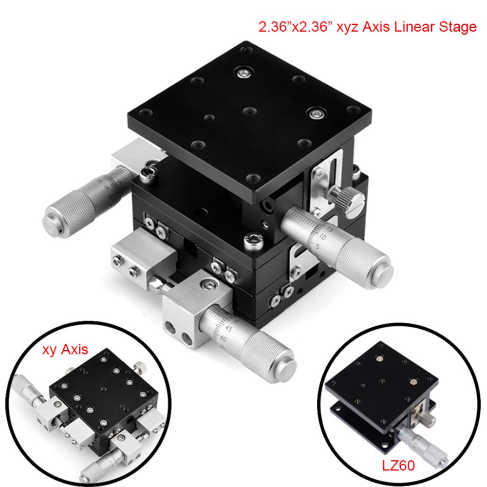 XYZ 3 Axis Manual Linear Stage 60x60mm Trimming Bearing Tuning Platform Sliding Table