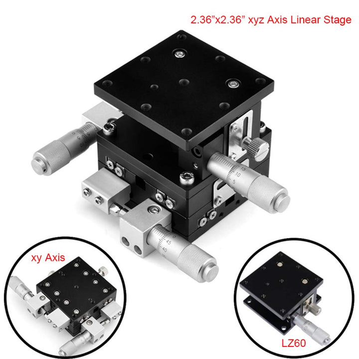 XYZ 3 Axis Manual Linear Stage 60x60mm Trimming Bearing Tuning Platform Sliding Table
