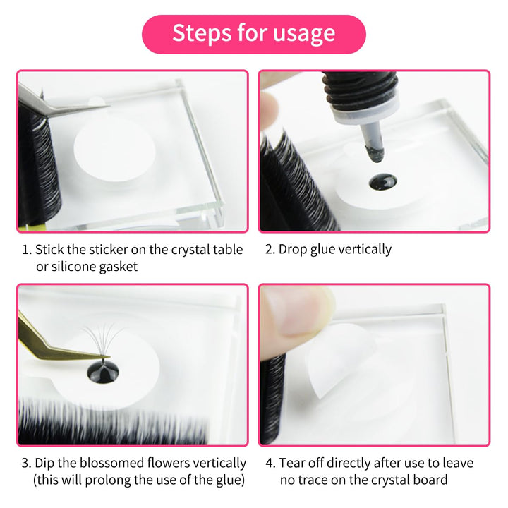 Eyelash Extension Adhesive Glue Pallet Sticker Pads,1-Inches Diameter (Small-200 Pads, 10 Sheets)