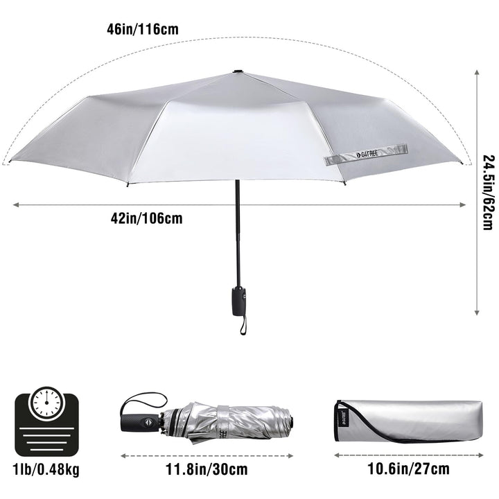 UPF 50+ UV Protection Large Travel Umbrella 42/46 Inch Auto Open Close Windproof Sun Blocking Umbrella