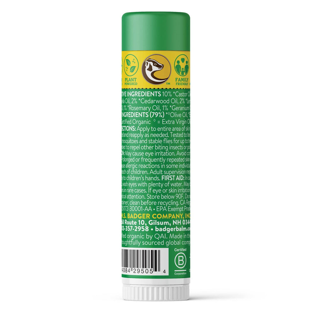Bug Repellent Stick, Organic Deet Free Mosquito Repellent with Citronella & Lemongrass, Easy to Use Travel Size, Natural Insect Repellent for Kids and Adults, 0.6 oz
