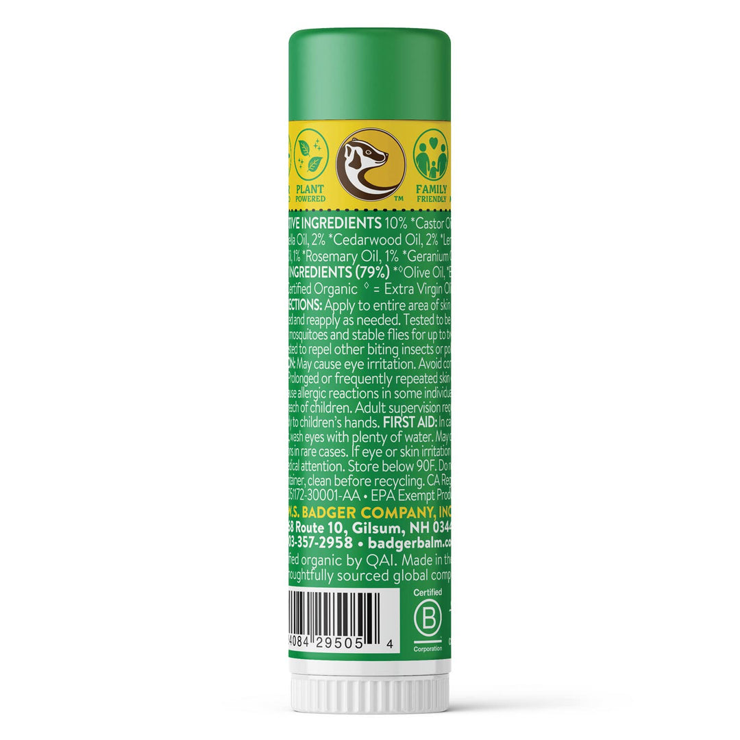 Bug Repellent Stick, Organic Deet Free Mosquito Repellent with Citronella & Lemongrass, Easy to Use Travel Size, Natural Insect Repellent for Kids and Adults, 0.6 oz
