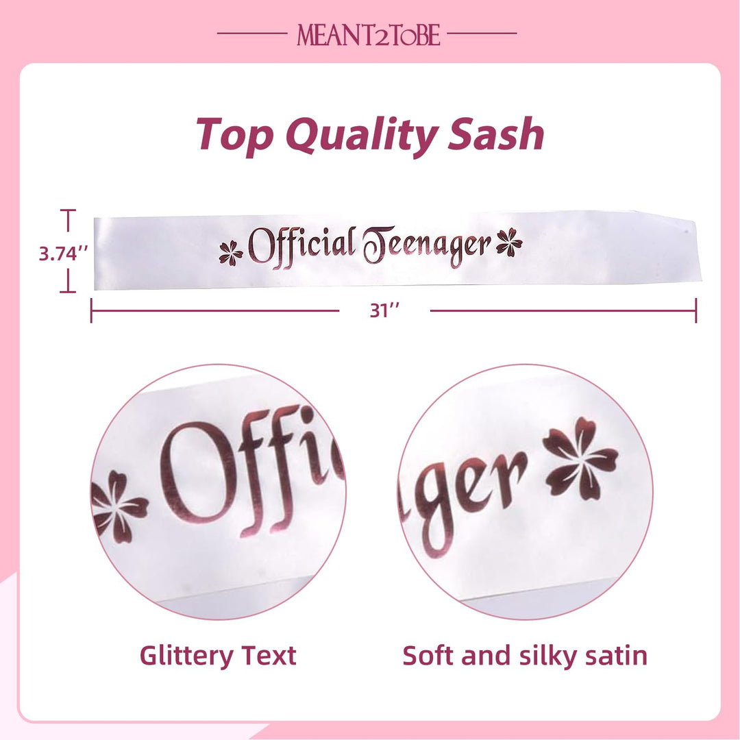 13th Birthday Tiara and Sash, Happy 13th Birthday Party Supplies, Official Teenager Satin Sash Tiara Birthday Crown,13th Birthday Party Supplies and Decorations, 13th Birthday Decorations for Girls