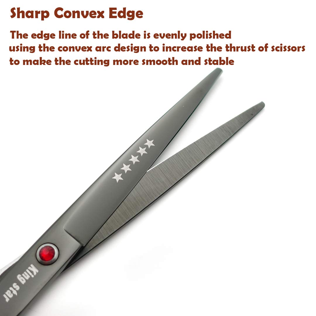 7.0in Titanium Black Professional Pet Grooming Scissors Set,Straight & Thinning & Curved Scissors 4pcs Set for Dog Grooming,(Black)