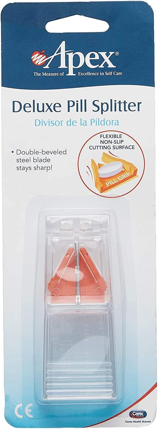 Deluxe Pill Splitter - Pill Splitter with Retracting Blade Guard - for Cutting Small Pills or Large Pills in Half