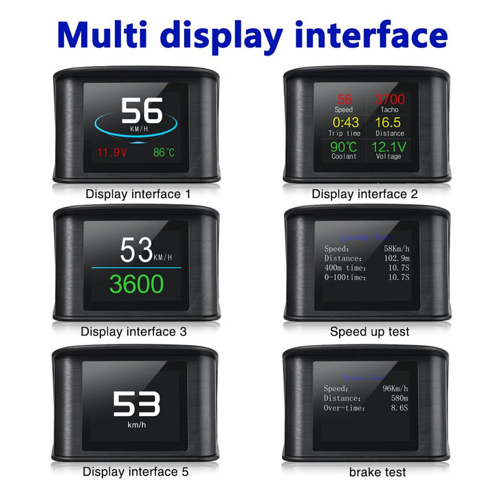 HUD Display, OBD2 Car Head Up Display with TFT LCD Display Shows Speed RPM Voltage Detection for Error Code Muti-Function Car HUD with EUOBD OBD 2 Interface P10