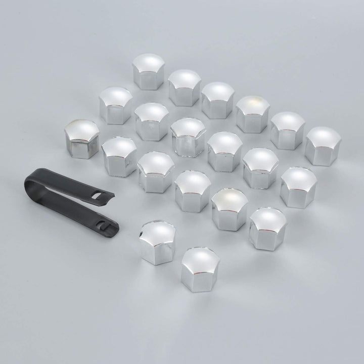 20PCS Wheel Lug Nut Caps, 19mm Silver Wheel Nut Hub Screw Cover, Universal Bolt Dust Protectior with Removal Tool Replacement for Cars Automotive