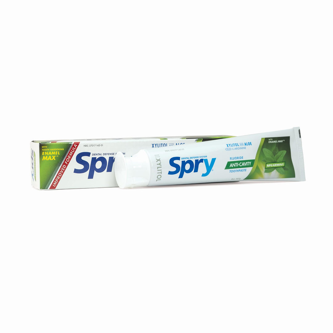 Xylitol Toothpaste 5oz, Fluoride Toothpaste Adult and Kids, Teeth Whitening Toothpaste with Xylitol, Natural Breath Freshening, Mouth Moisturizing Ingredients, Spearmint (Pack of 1)