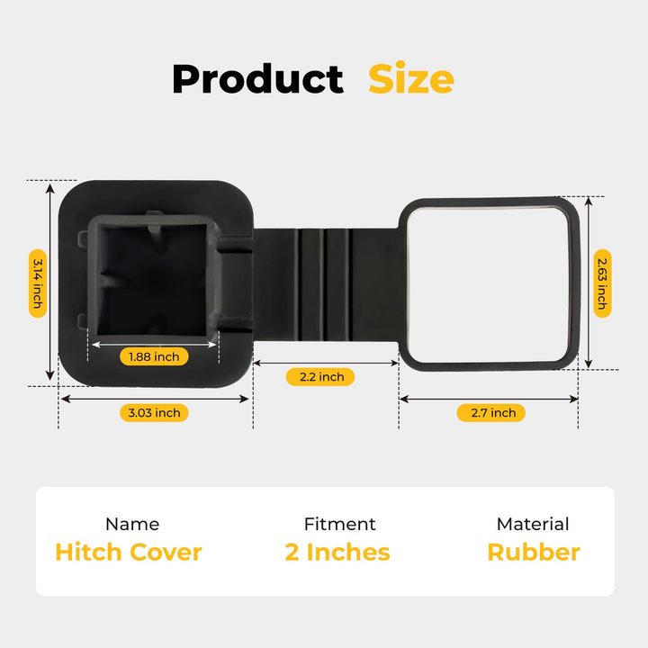 2 Inch Trailer Hitch Cover Tube Cover Plug Cap Rubber Fits 2 Inch Receivers Class 3 4 5 for Toyota Ford Jeep Chevrolet Nissan Dodge Ram Porsche Mercedes Benz Polaris Ranger ATV UTV Polaris