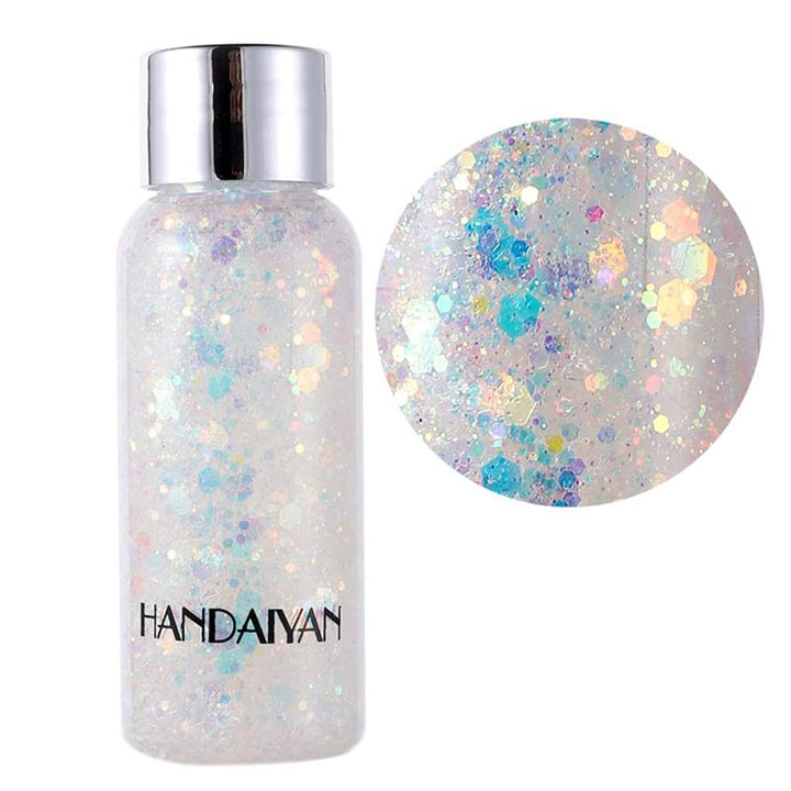 Body Glitter Gel Nail Hair Body Face Flash Eye shadow Glitter Cream Chunky Glitter Mermaid Scale Sequins Christmas Festival Painting New Year Decoration Makeup (White)