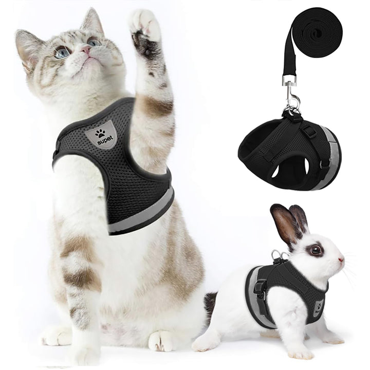 Cat Harness and Leash Set for Walking and Small Dog Soft Mesh Harness Adjustable Vest with Reflective Strap Comfort Fit for Pet Kitten Puppy Rabbit