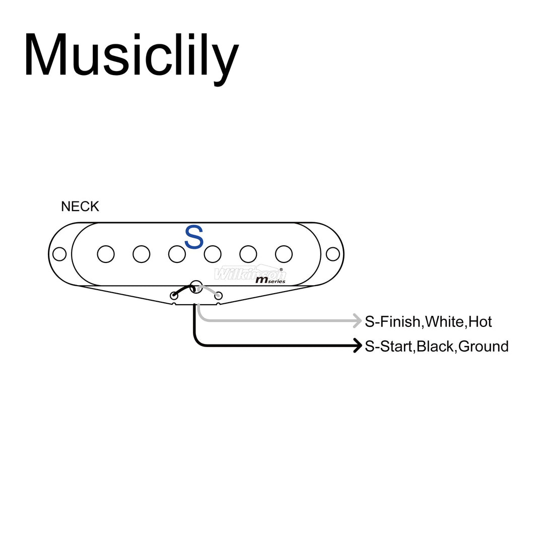 Wilkinson M Series High Output Alnico 5 Strat Single Coil Neck Pickup for Stratocaster Electric Guitar, White