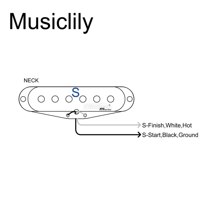 Wilkinson M Series High Output Alnico 5 Strat Single Coil Neck Pickup for Stratocaster Electric Guitar, White
