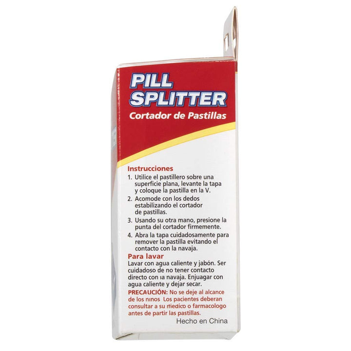 Pill Cutter and Splitter with Dispenser, Cuts Pills, Vitamins, Tablets, Stainless Steel Blade, Travel Sized, Includes Storage Container, Color May Vary, BPA Free