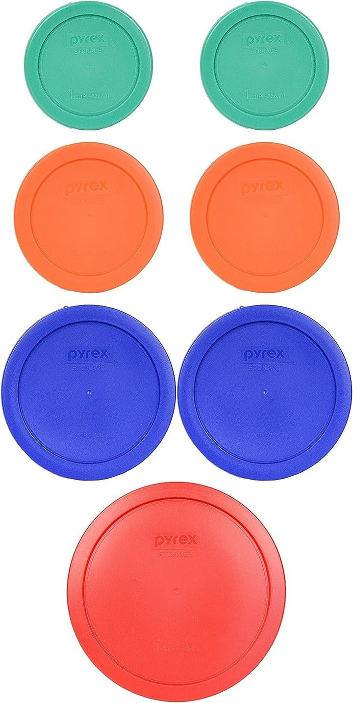 Food Storage Plastic Replacement Lid Set (Red, Cobalt Blue, Orange, Green)
