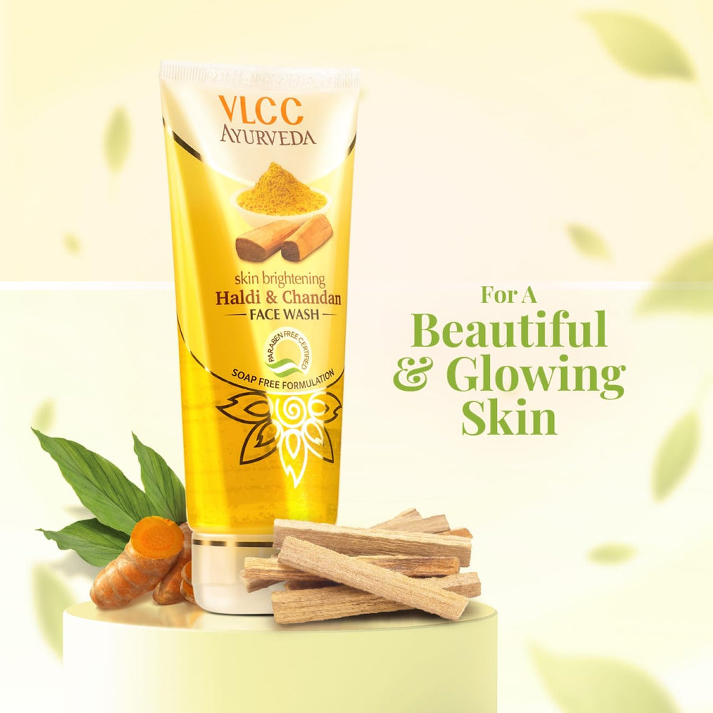Ayurveda Skin Brightening Haldi & Chandan Face Wash -100ml- For Skin Brightening. Soap Free, Paraben and Synthetic colorant free.
