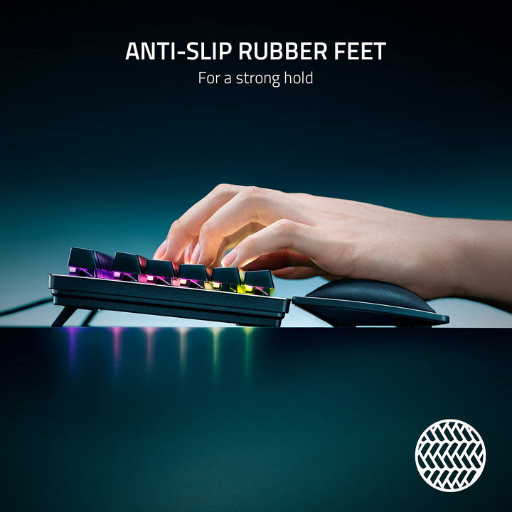Ergonomic Wrist Rest for Tenkeyless Keyboards: Plush Leatherette Memory Foam Cushion - Anti-Slip Rubber Feet