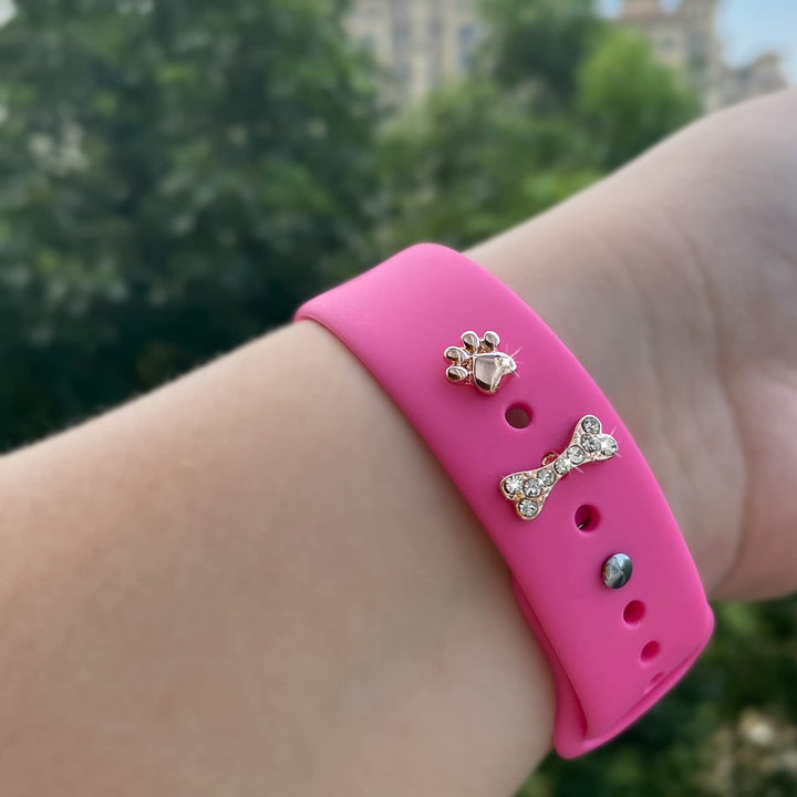 Watch-Band-Decorative-Charms Compatible for Iwatch Series 6 5 4 3 2 1 Metal Decorative Rings Loops for SmartWatch Band 38mm 40mm 42mm 44mm Silicone Watch Band-Accessories-Charms (Paw Set)