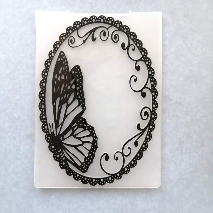 Oval Shape Butterfly Embossing Folders for Card Making and DIY Scrapbooking Craft Template Mold Making Photo Album Decor