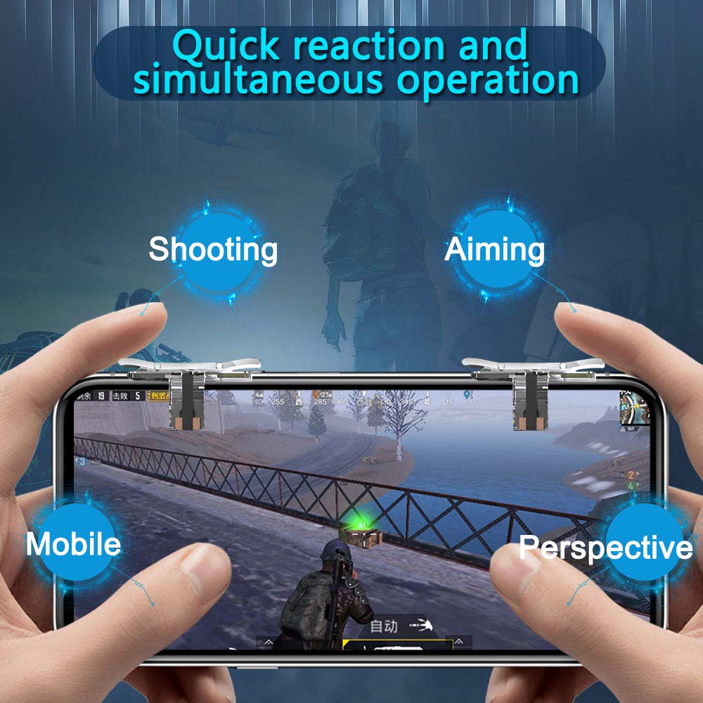 Mobile Game Controller (Metal Transparent), Sensitive Click Shoot and Aim Buttons L1R1 for PUBG/Knives Out/Rules of Survival, PUBG Mobile Game Joystick, Phone Game Controller (Crystal)