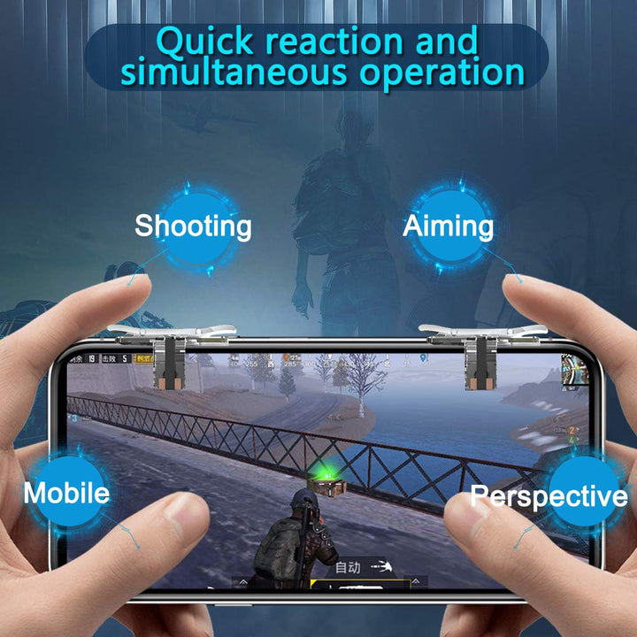 Mobile Game Controller (Metal Transparent), Sensitive Click Shoot and Aim Buttons L1R1 for PUBG/Knives Out/Rules of Survival, PUBG Mobile Game Joystick, Phone Game Controller (Crystal)