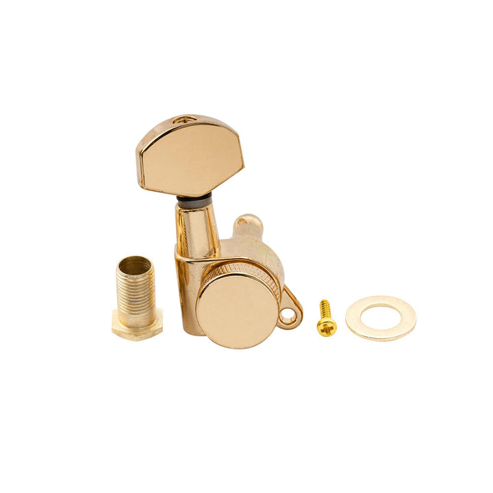 Pro 6 inline Guitar Locking Tuners String Tuning Pegs Keys Machines Heads Set for Stratocaster Telecaster Style Electric Guitar, Gold