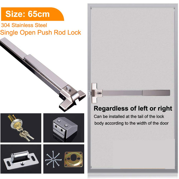 Door Push Bar Panic Exit Device with Exterior Lever Emergency Lock Stainless Steel Commercial Door Push Bar Emergency Panic Exit Bar Handle Door Hardware for Metal Wood Door