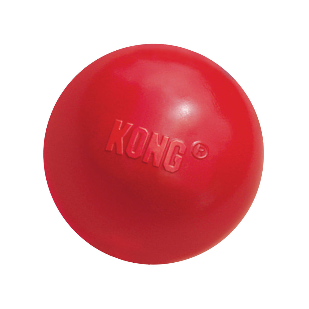 Ball with Hole - Durable Dog Fetch Toy for Training, Interactive Playtime & More - Classic Natural Rubber Ball - Red - For Small Dogs