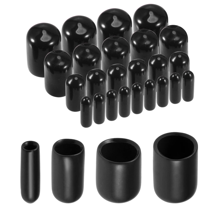 40pcs Round Rubber End Caps 1/8 1/4 3/8 1/2 Black Vinyl Cover Screw Thread Protectors Assortment Kit(3mm 6mm 9mm 12mm)
