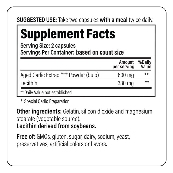 Aged Garlic Extract Formula 104 Cholesterol Health, 300 Capsules (Packaging May Vary)