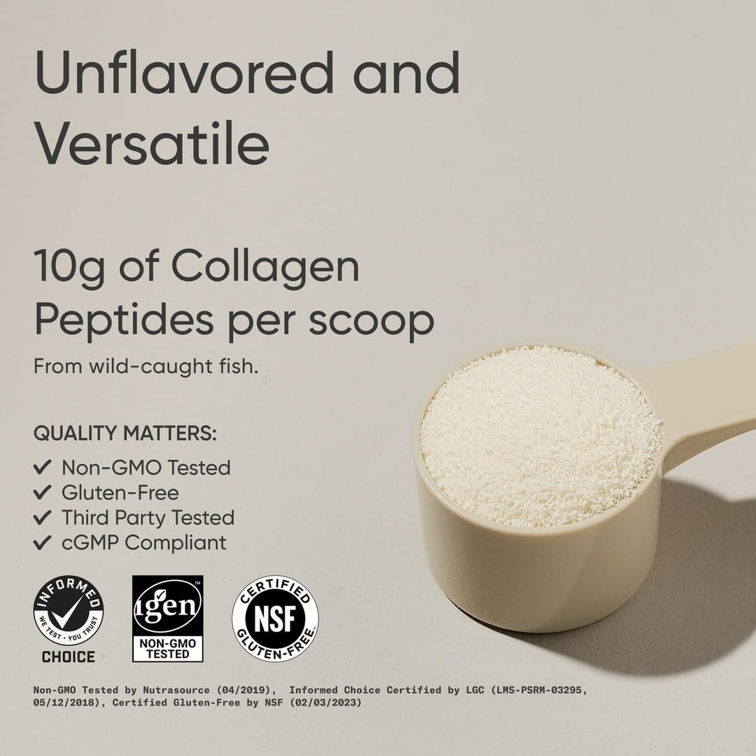Marine Collagen Peptides Powder - Sourced from Wild-Caught Fish, Pescatarian Friendly, Keto Certified & Non-GMO Tested - Easy to Mix in Water or Juice! (34 Servings)
