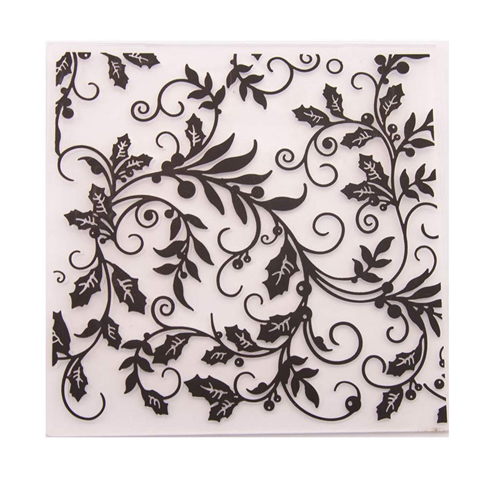 Christmas Berry Beans Branch Leaves Background Plastic Embossing Folders for Card Making Scrapbooking or Paper Crafts