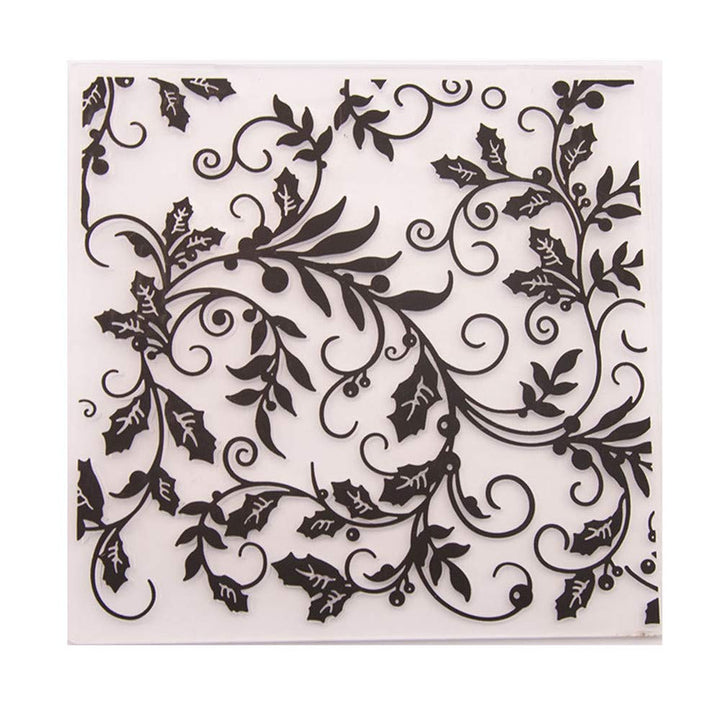 Christmas Berry Beans Branch Leaves Background Plastic Embossing Folders for Card Making Scrapbooking or Paper Crafts