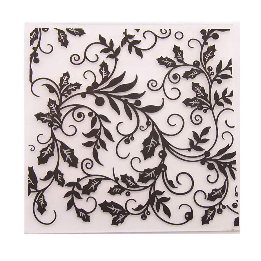 Christmas Berry Beans Branch Leaves Background Plastic Embossing Folders for Card Making Scrapbooking or Paper Crafts