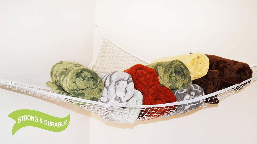 Stuffed Animal Toy Hammock - Hanging Storage Net - Toy Organizer for Clean, Organized and Orderly Room - Comes with an E-Book - Durable and Easy to Install - Nylon and Polyester (White)